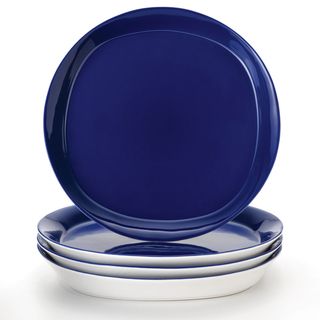 Rachael Ray Round and Square 4 piece Blue Raspberry Dinner Plate Set