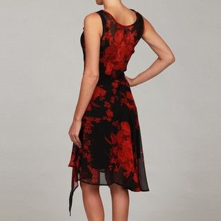 Connected Apparel Womens Red Beaded Dress