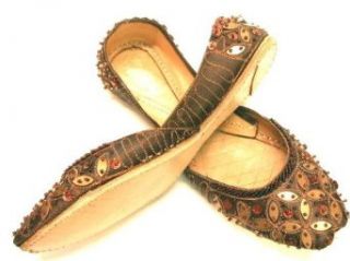 Beaded & Sequin Indian Khussa Belly Dance Shoes Ballet Flats Clothing