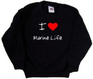 I Love Heart Marine Life Black Kids Sweatshirt Clothing