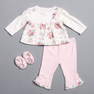 Vitamins Baby Newborn Boys Rose and Floral Pant and Shoe Set