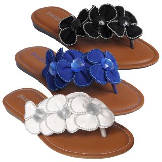 Journee Collection Morning 05 Womens Floral Accent Thong Sandals