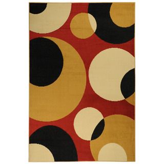Paterson Collection Contemporary Abstract Circles Red Area Rug (49 x