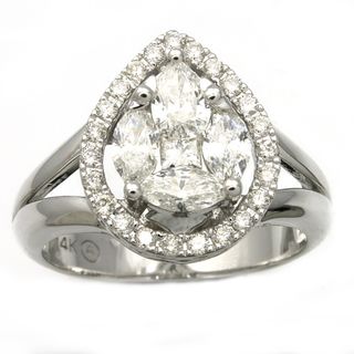 Beverly Hills Charm 14K White Gold 1ct TDW Pear Shape Diamond Ring
