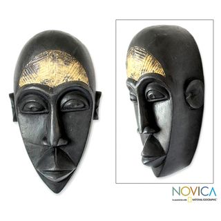 Handcrafted Sese Wood Beninese Fortuneteller African Mask (Ghana