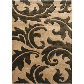 Hand Tufted Sand Abstract Wool and Art Silk Area Rug (36 x 56