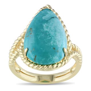 Miadora Yellow Rhodium plated Silver Turquoise Ring