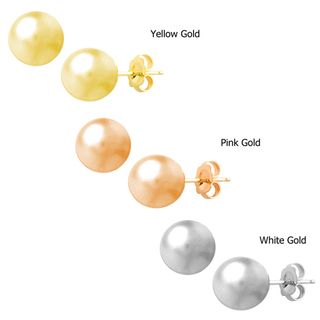Fremada 14k Gold 4 mm Ball Earrings (White, Pink, or Yellow