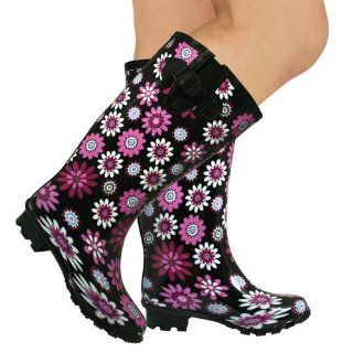 Calf Flower Festival Wellies Wellington Boots, Womens, Sz US 6 Shoes
