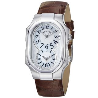 Philip Stein Womens Signature Mother Of Pearl Brown Strap Watch