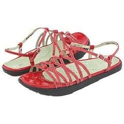 Earth Sizzle Red Crinkle Patent Leather Sandals