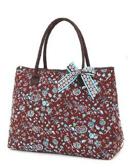 Belvah Extra Large Quilted Paisley Tote Handbag Brown/Turquoise Shoes