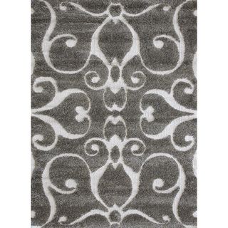 Jullian Charcoal Grey/ Brown Shag Rug (77 x 106)