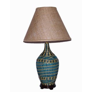 Ceramic Basket Overlay Turquoise Table Lamp
