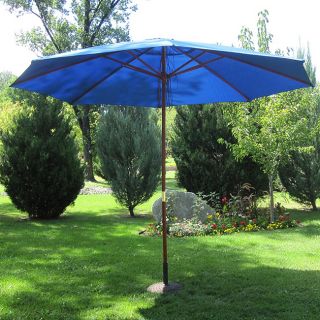Pacific Blue Wood 13 ft Patio Outdoor Umbrella
