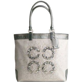 Audrey Editorial Jeweled Large Slim Tote 17022 (Natural/Silver) Shoes