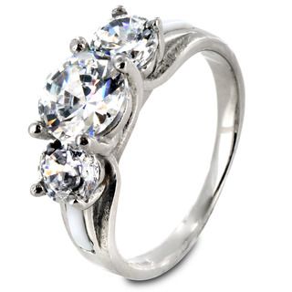 Stainless Steel Three Stone Cubic Zirconia Ring