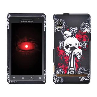 Motorola Droid A855 Black Cross Skull Design Case