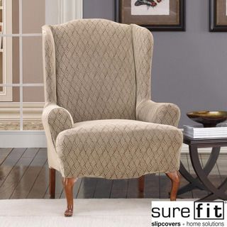 Stretch Braid Camel Wing Chair Slipcover