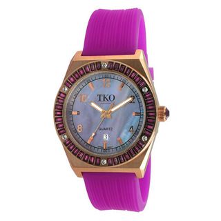 TKO Orlogi Womens Royale Crystal Purple Rubber Strap Watch