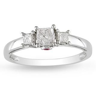 Miadora 14k White Gold 1/2ct TDW Diamond and Pink Sapphire Ring (G H