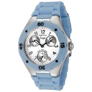 Invicta Womens Angel White Dial Baby Blue Silicon Watch