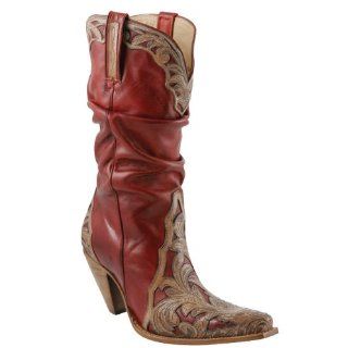 Western Cowboy Boots Shoes Leather Fashion Triad Red/Pearl Shoes