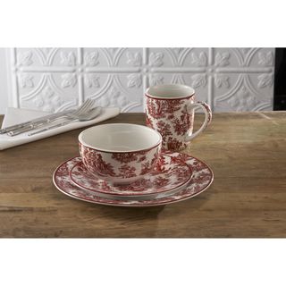 Waverly Country Life Red 16 piece Dinnerware Set