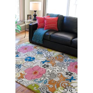 Hand tufted Contemporary Multi Colored Floral Genesis Collection New