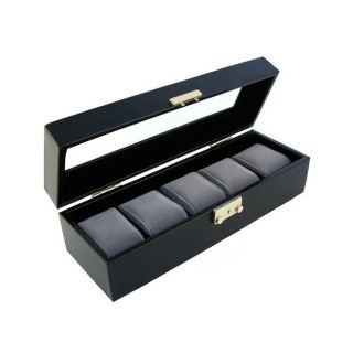 Classic Black Leatherette Glass Top Watch Case Display Box Today $33