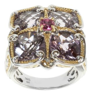 Michael Valitutti Two tone Pink Tourmaline and Amethyst Ring