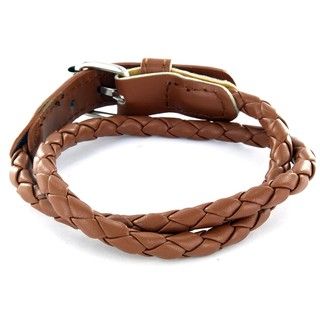 Leather Chocolate Colored Woven Bracelet