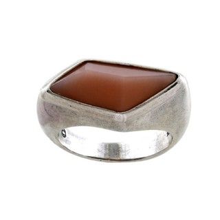 Silvermoon Sterling Silver Peach Moonstone Geometric Ring
