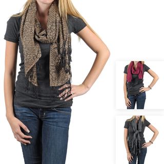 Journee Collection Womens Basketweave Animal Print Fringed Scarf