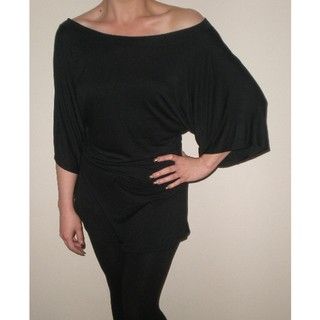 Arty Womens Black Gathered Wide sleeve Top