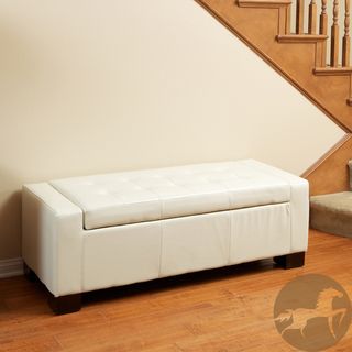 Christopher Knight Home Guernsey Ivory Bonded Leather Storage Ottoman