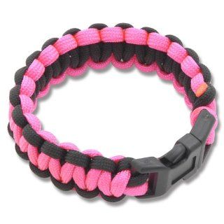 Medium Paracord Survival Bracelet   Pink/Black Sports