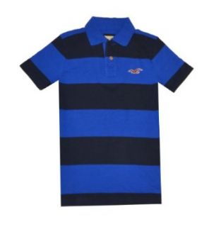 Hollister Men Wide Stripes Logo Polo T shirt (S, Blue/navy