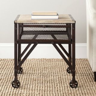 Safavieh Linus Natural Rolling End Table