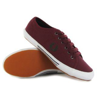  Fred Perry Vintage Tennis Canvas Maroon Mens Trainers Shoes