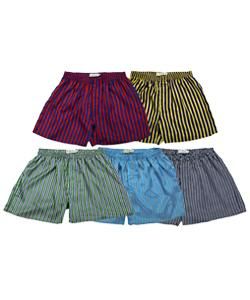 Satin Boxer Shorts in Striped Prints (Pack of 5)