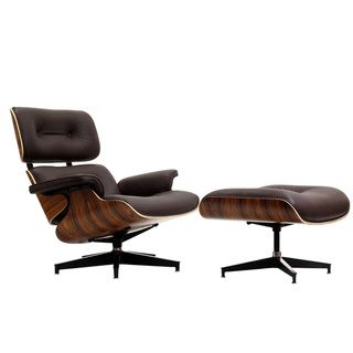 Eaze Brown Leather/ Palisander Wood Lounge Chair