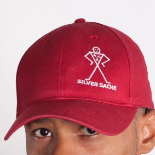 Red Base Ball Cap with Silver Logo By Silver Sache Sports