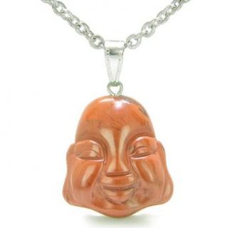 Amulet Lycky Charm Happy Buddha Face Red Jasper Believe