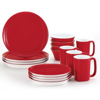 Rachael Ray Round & Square Red 16 Piece Place Setting
