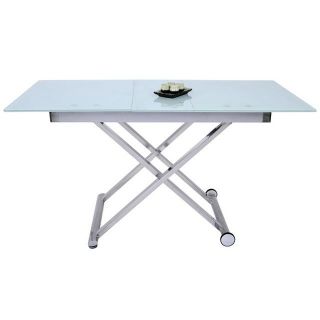 Table Basse Relevable Moderne En Verre Opaque Avec Allonge Saturne 34