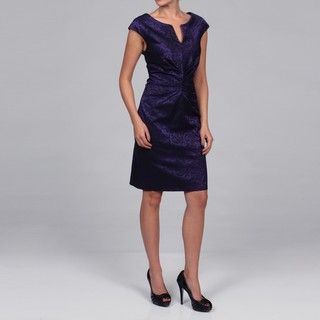 Connected Apparel Womens Purple Ruche Dress