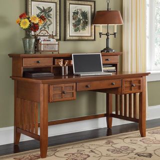 Arts and Crafts Cottage Oak Executive Desk and Hutch