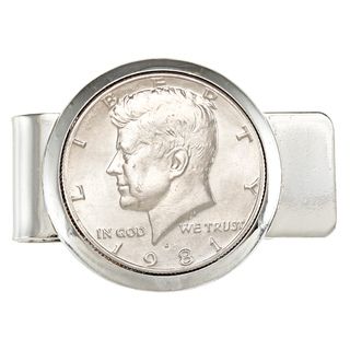 American Coin Treasures Silvertone JFK Half Dollar Money Clip