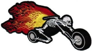 Flaming Skeleton Chopper Patch Embroidered Skull